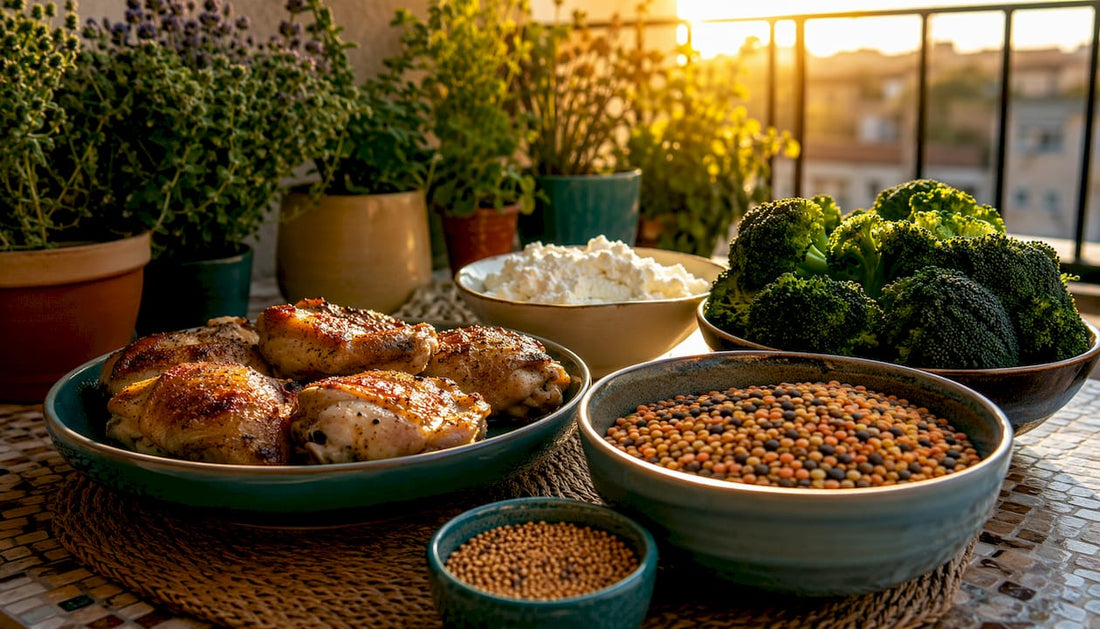 Assorted cysteine-rich foods displayed on table