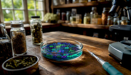 Laboratory dish showing molecular signaling patterns