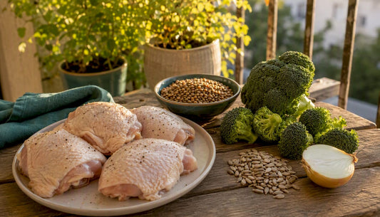 High-cysteine foods on kitchen board