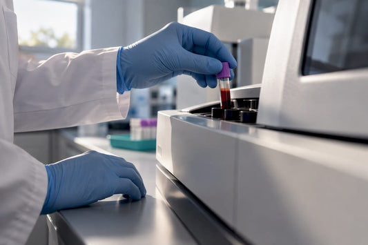 Technician preparing homocysteine blood test