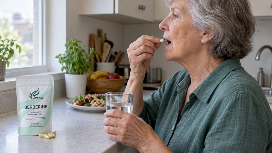 Older adult taking berberine before a meal