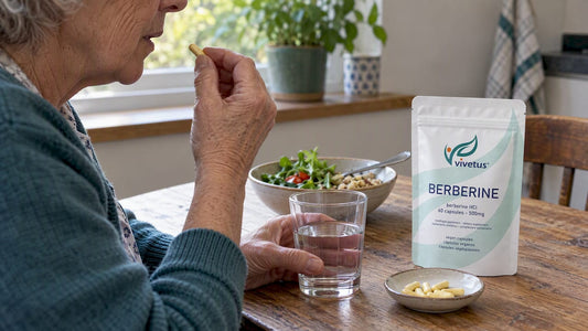 Older adult taking berberine with a meal