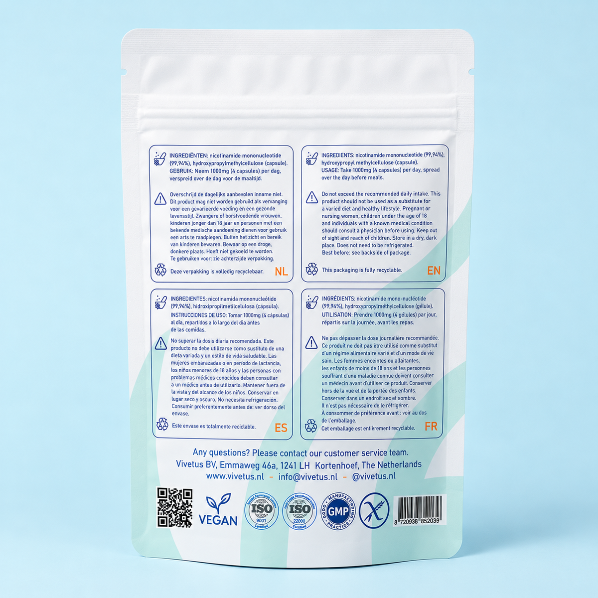Vivetus® NMN (60 capsule da 250mg) Potenziatore NAD+