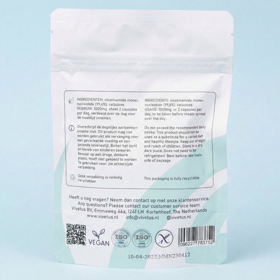 Vivetus® NMN (60 x 500mg cápsulas) potenciador de NAD+